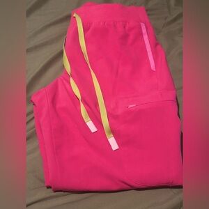 Figs joggers scrubs shocking pink